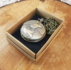 Kartal Desenli Köstekli Cep Saati