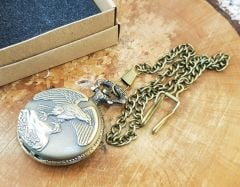 Kartal Desenli Köstekli Cep Saati