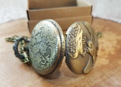 Kartal Desenli Köstekli Cep Saati