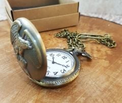 Kartal Desenli Köstekli Cep Saati