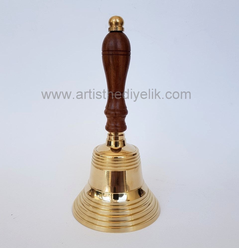 Ahşap Saplı Pirinç El Çanı
