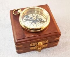 Ahşap Kutulu Pirinç Pusula