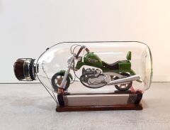 Cam Şişe İçinde Motosiklet Maketi