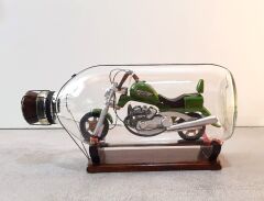 Cam Şişe İçinde Motosiklet Maketi