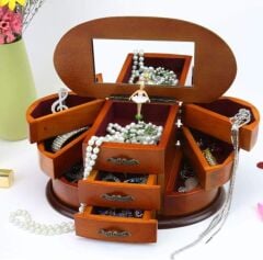 Balerinli Ahşap Mücevher ve Müzik Kutusu