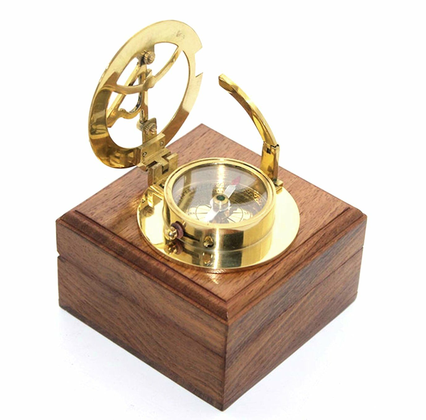 Ahşap Kutulu Güneş Saatli Pusula