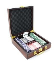 Ahşap Çantalı Poker Seti (Rakamlı 100 çipli set)