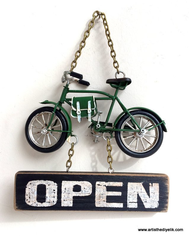 Bisiklet Maketli ''Open-Closed'' Kapı Askısı