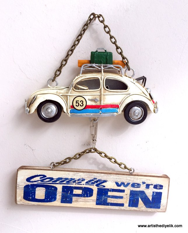 Vosvos Maketli ''Open-Closed'' Kapı Askısı