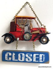 Klasik Araba Maketli ''Open-Closed'' Kapı Askısı
