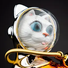 Electroplated Astronot Kedi Heykeli