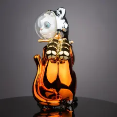 Electroplated Astronot Kedi Heykeli