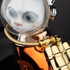 Electroplated Astronot Kedi Heykeli
