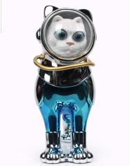 Electroplated Astronot Kedi Heykeli