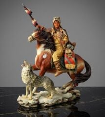 Atlı Kızılderili Biblo (21 cm)