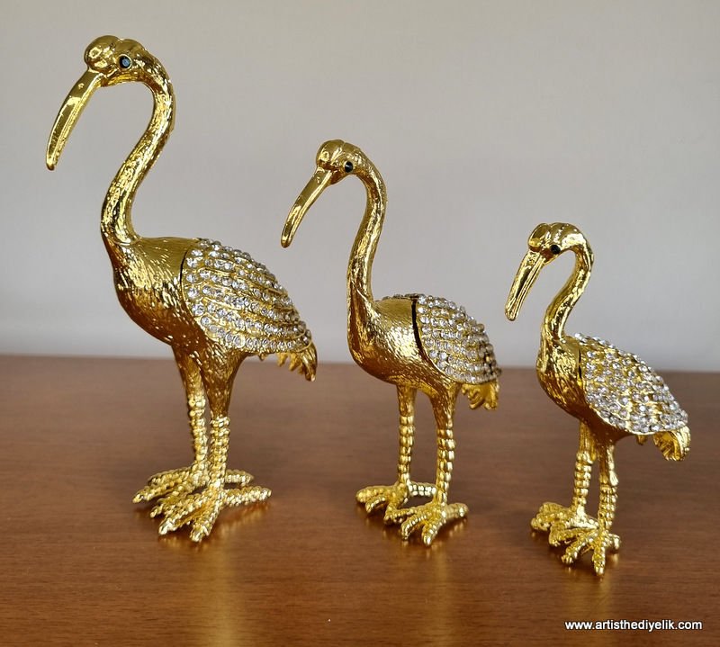 Swarovski Taşlı Flamingo Takı Kutusu 3'lü Set