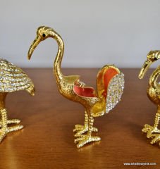 Swarovski Taşlı Flamingo Takı Kutusu 3'lü Set
