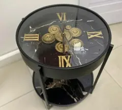 Çarklı Saatli Yuvarlak Sehpa