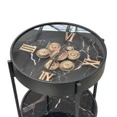 Çarklı Saatli Yuvarlak Sehpa