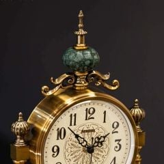 Mermer Kaideli Sarkaçlı Bronz Antik Masa Saati