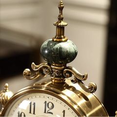 Mermer Kaideli Sarkaçlı Bronz Antik Masa Saati