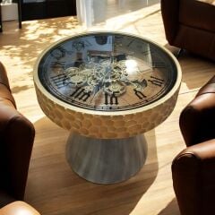 Çarklı Saatli Yuvarlak Sehpa