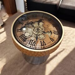 Çarklı Saatli Yuvarlak Sehpa