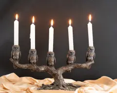 Baykuş Figürlü Beşli Şamdan