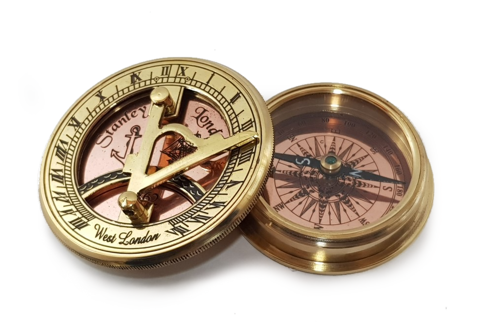 Güneş saatli pirinç pusula