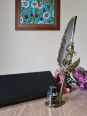 Gri Tüylü Kalem Divit Seti