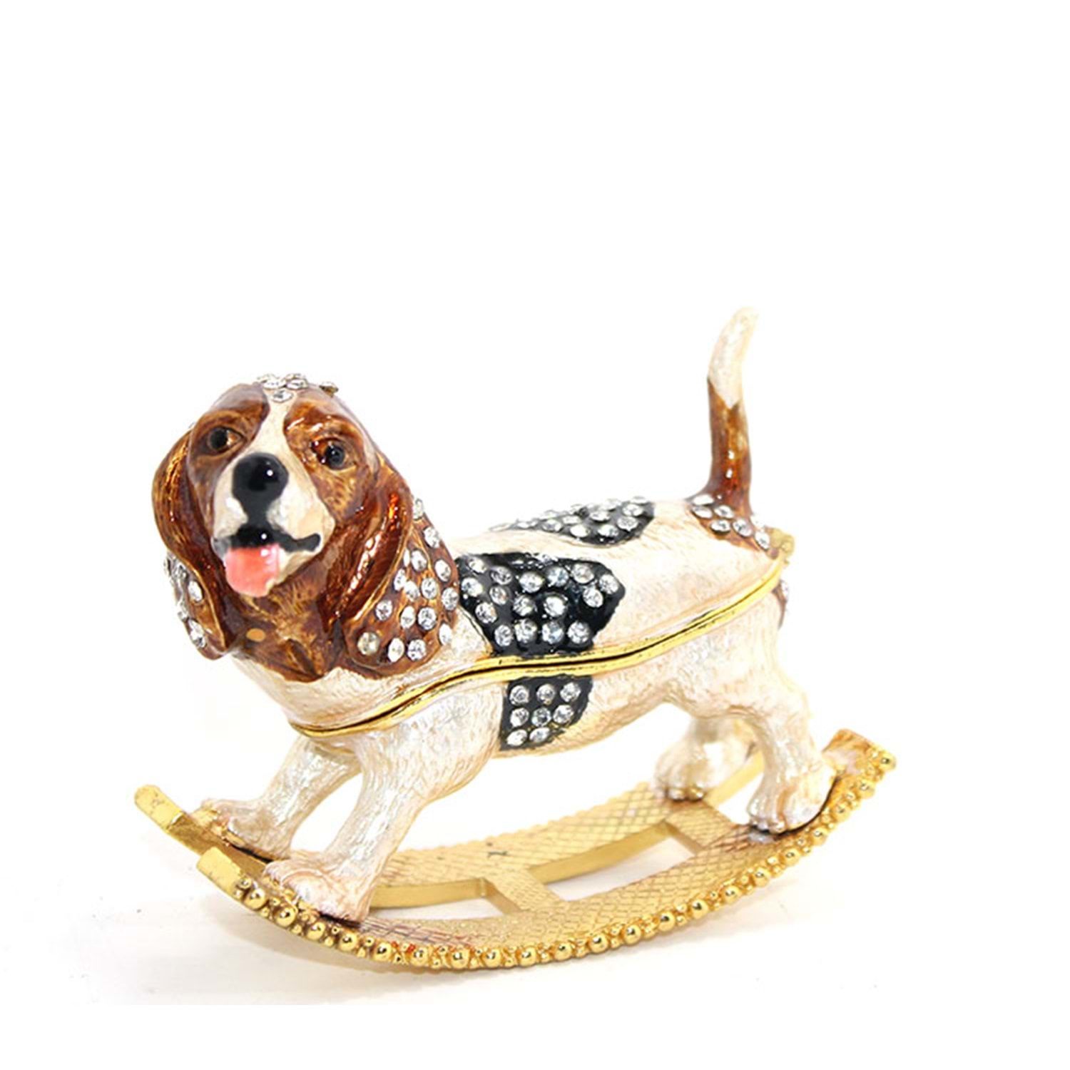 Sallanan Kızaklı Swarovski Köpek Biblosu