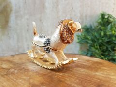 Sallanan Kızaklı Swarovski Köpek Biblosu