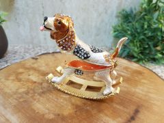 Sallanan Kızaklı Swarovski Köpek Biblosu