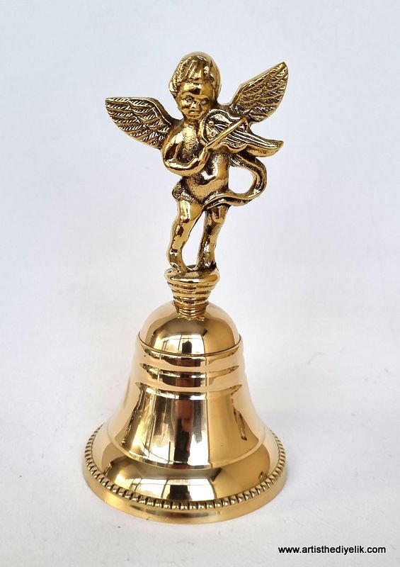 Melek Figürlü Pirinç El Çanı