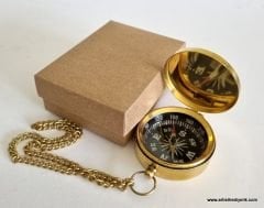 Zincirli Kapaklı Pirinç Cep Pusulası