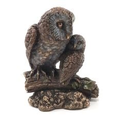 Bronz Yavrulu Baykuş Biblo