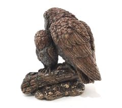 Bronz Yavrulu Baykuş Biblo