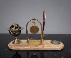 Bronz Masa Üstü Saat, Horoskop, Pusula Ve Kalemlik Seti