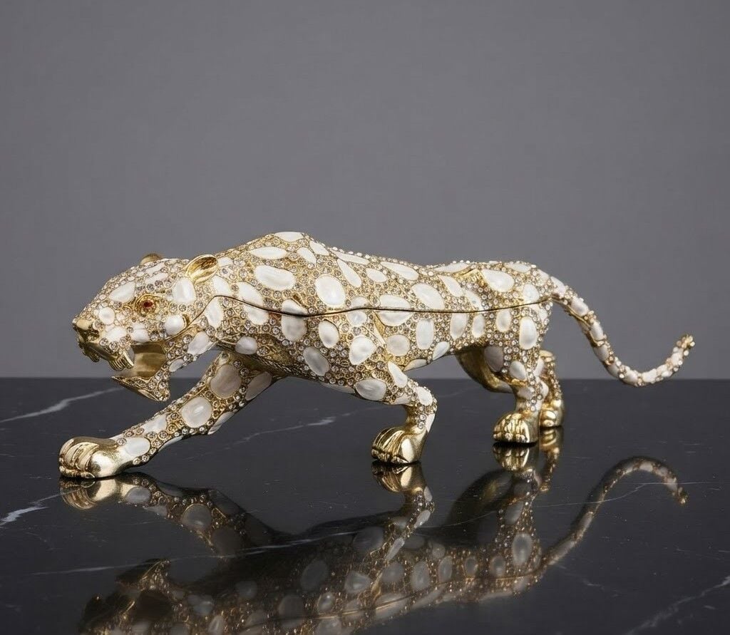 Swarovski Taşlı Leopar Kutu