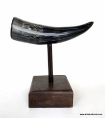 Fil İşlemeli Kaideli Orijinal Boynuz Biblo