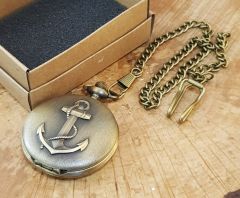 Çapa Desenli Köstekli Cep Saati