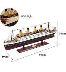 80 cm Led Işıklı Ahşap Gemi Maketi (Titanic)