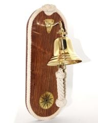 Ahşap Kaideli Pirinç Duvar Çanı (Güverte Çanı)