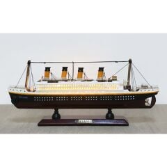 35 cm Led Işıklı Ahşap Gemi Maketi (Titanic)