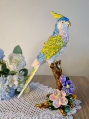 Swarovski Taşlı Papağan Biblo