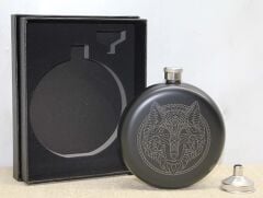 Kurt Figürlü Hunili Çelik Matara (8 oz)