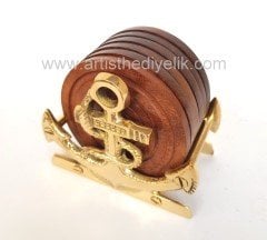 Pirinç Çapa Kaideli 6'lı Bardak Altlığı