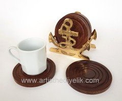 Pirinç Çapa Kaideli 6'lı Bardak Altlığı