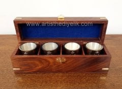 Ahşap Kutusunda Dörtlü Bardak Set