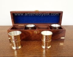 Ahşap Kutusunda Dörtlü Bardak Set